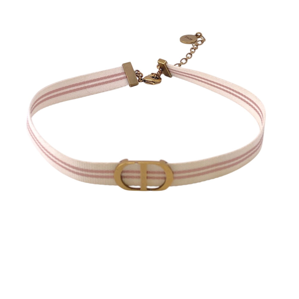 Dior choker Metal, Nylon white Petit CD Women Used Authentic