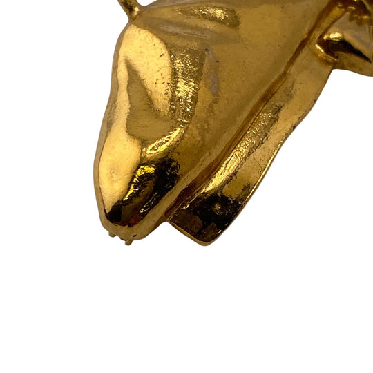 CHANEL Brooch Gold Plated gold Beret Ribbon Women Used Authentic