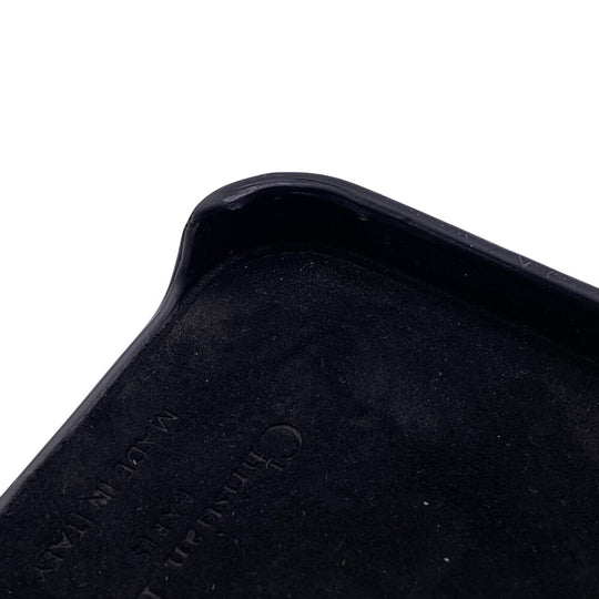Christian Dior Mobile case leather black Lady Dior Canage Women iPhone15PRO Used Authentic
