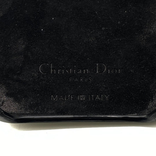 Christian Dior Mobile case leather black Lady Dior Canage Women iPhone15PRO Used Authentic
