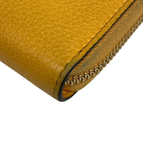 GUCCI Long Wallet Purse 658691 leather yellow Zip Around logo unisex(Unisex) Used Authentic