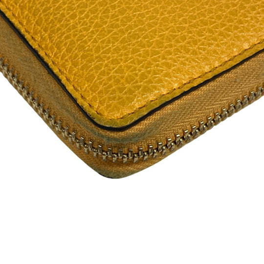 GUCCI Long Wallet Purse 658691 leather yellow Zip Around logo unisex(Unisex) Used Authentic