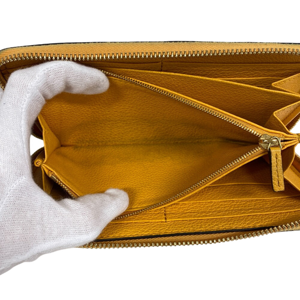 GUCCI Long Wallet Purse 658691 leather yellow Zip Around logo unisex(Unisex) Used Authentic