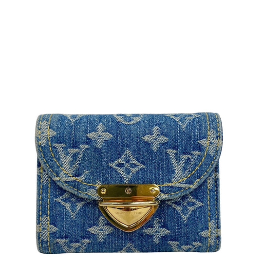 LOUIS VUITTON Tri-fold wallet M82959 Monogram denim, leather blue Portefeuille Victorine
