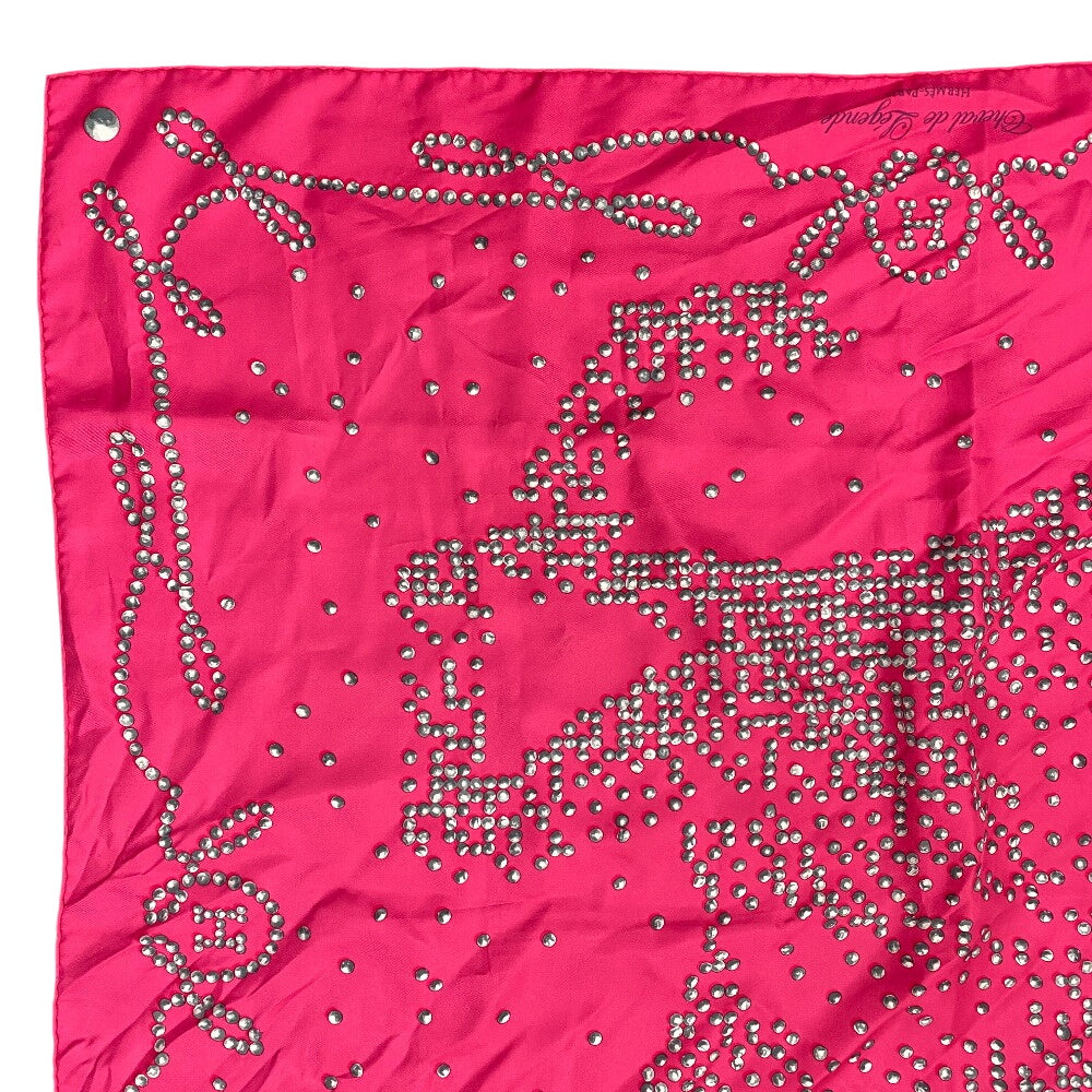 HERMES scarf silk pink Carre90 Cheval de Legende: Legendary Horse Women Used Authentic