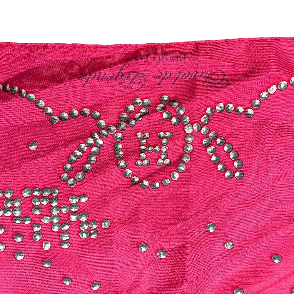 HERMES scarf silk pink Carre90 Cheval de Legende: Legendary Horse Women Used Authentic