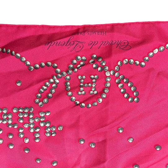 HERMES scarf silk pink Carre90 Cheval de Legende: Legendary Horse Women Used Authentic