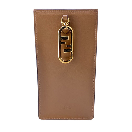 FENDI Pouch Leather, Suede Orange Zucca phone pouch unisex(Unisex) Used Authentic