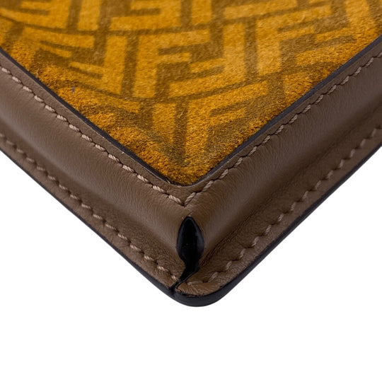 FENDI Pouch Leather, Suede Orange Zucca phone pouch unisex(Unisex) Used Authentic