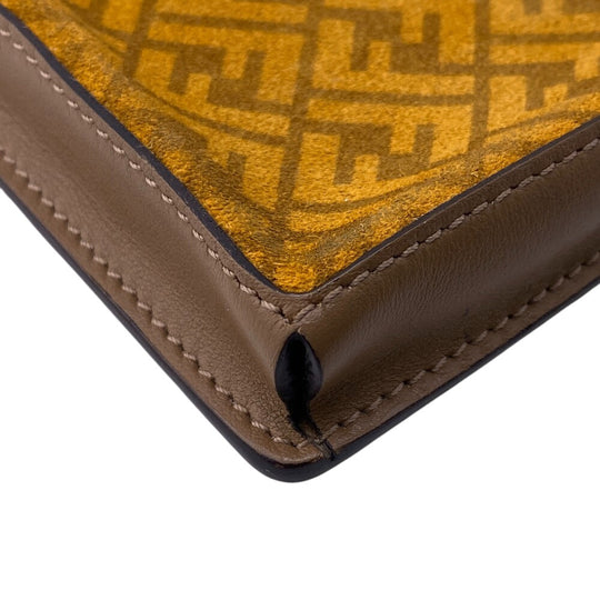 FENDI Pouch Leather, Suede Orange Zucca phone pouch unisex(Unisex) Used Authentic