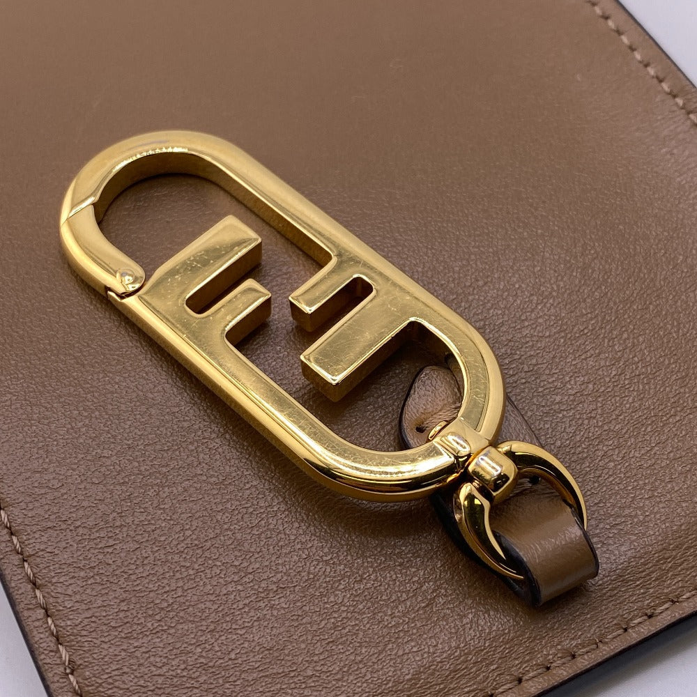 FENDI Pouch Leather, Suede Orange Zucca phone pouch unisex(Unisex) Used Authentic