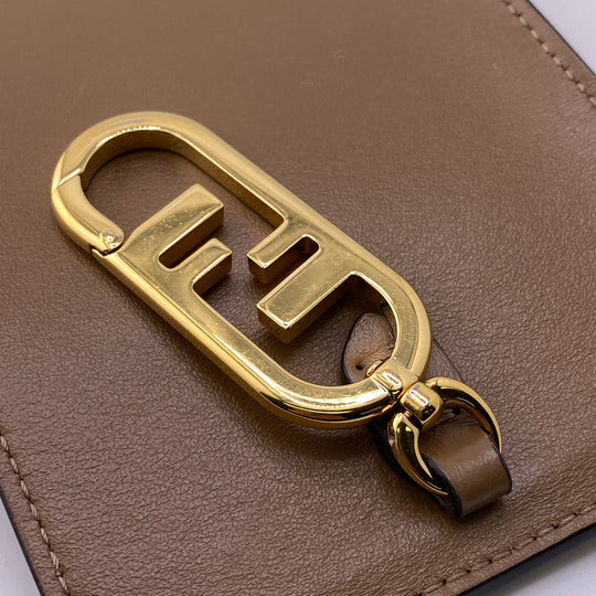 FENDI Pouch Leather, Suede Orange Zucca phone pouch unisex(Unisex) Used Authentic
