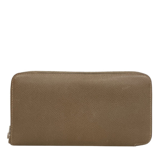HERMES Long Wallet Purse silk beige Made in 2019 Epsom Azap Long Women Used Authentic