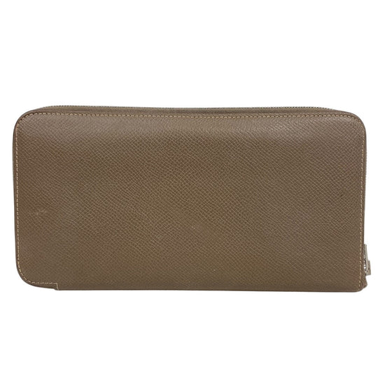 HERMES Long Wallet Purse silk beige Made in 2019 Epsom Azap Long Women Used Authentic
