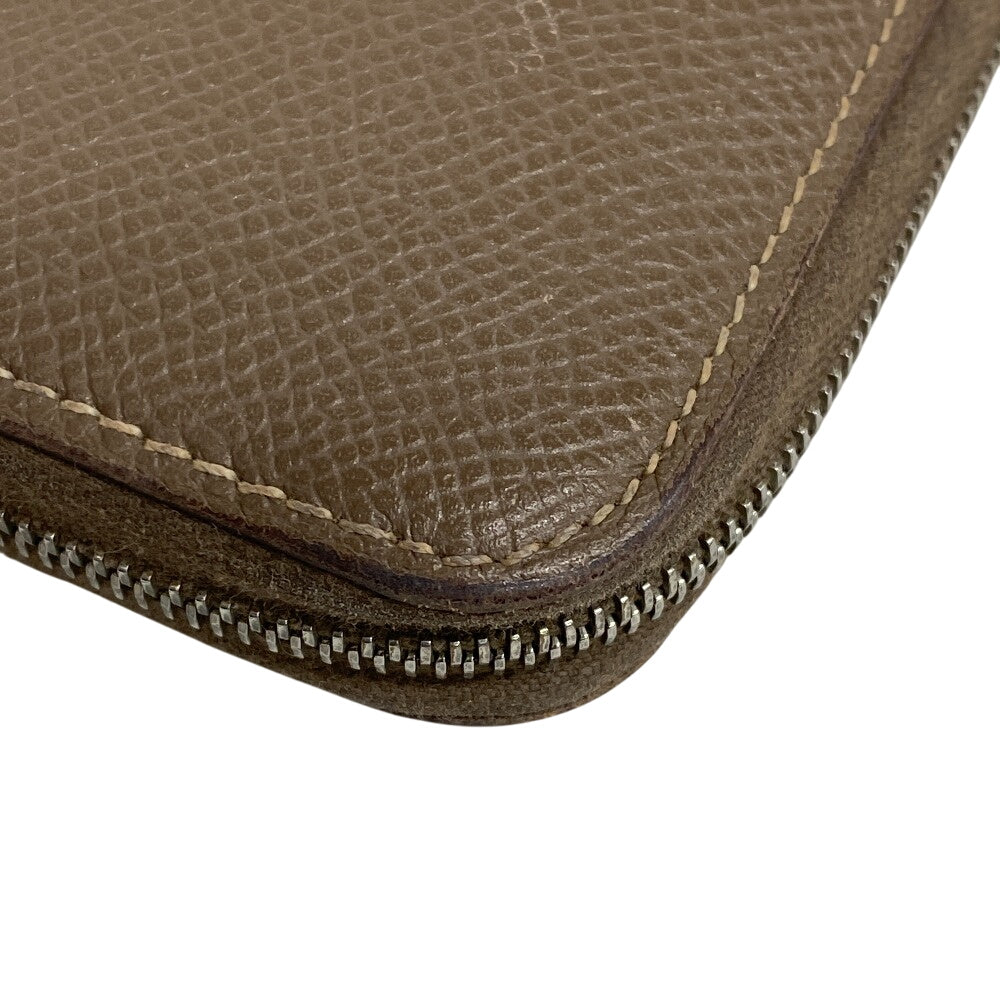 HERMES Long Wallet Purse silk beige Made in 2019 Epsom Azap Long Women Used Authentic