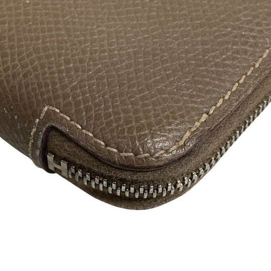 HERMES Long Wallet Purse silk beige Made in 2019 Epsom Azap Long Women Used Authentic