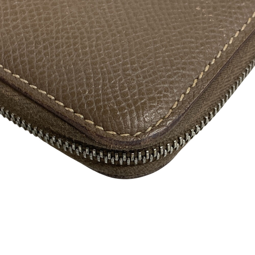 HERMES Long Wallet Purse silk beige Made in 2019 Epsom Azap Long Women Used Authentic