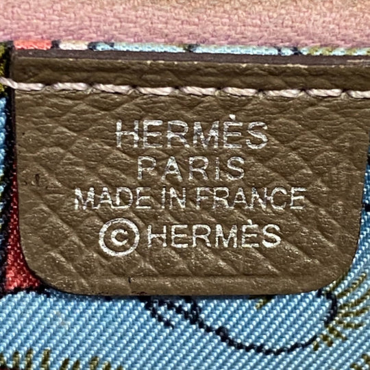 HERMES Long Wallet Purse silk beige Made in 2019 Epsom Azap Long Women Used Authentic