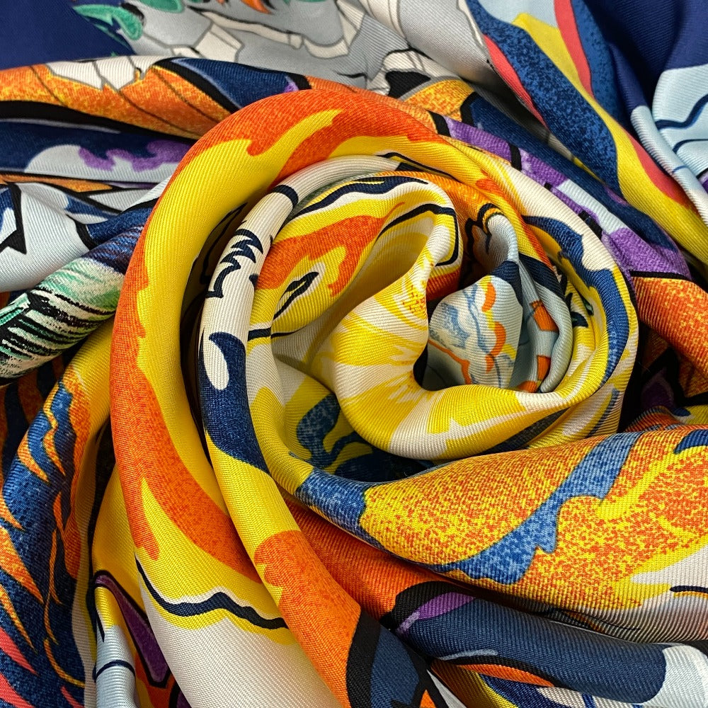 HERMES scarf silk Multi THE ALFEE AUBE Dawn Carre90 Women Used Authentic