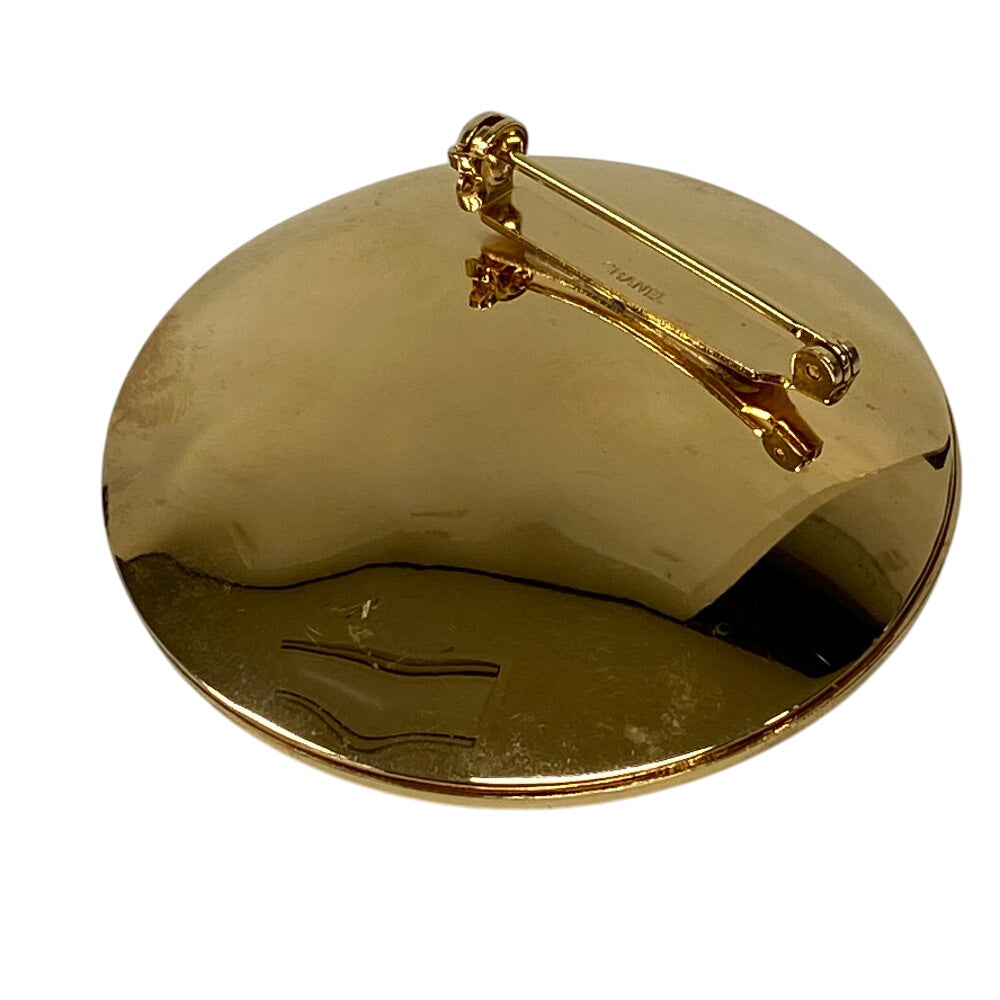 CHANEL Brooch Gold Plated, Faux Pearl gold Brooch Women Used Authentic