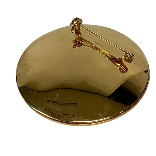 CHANEL Brooch Gold Plated, Faux Pearl gold Brooch Women Used Authentic