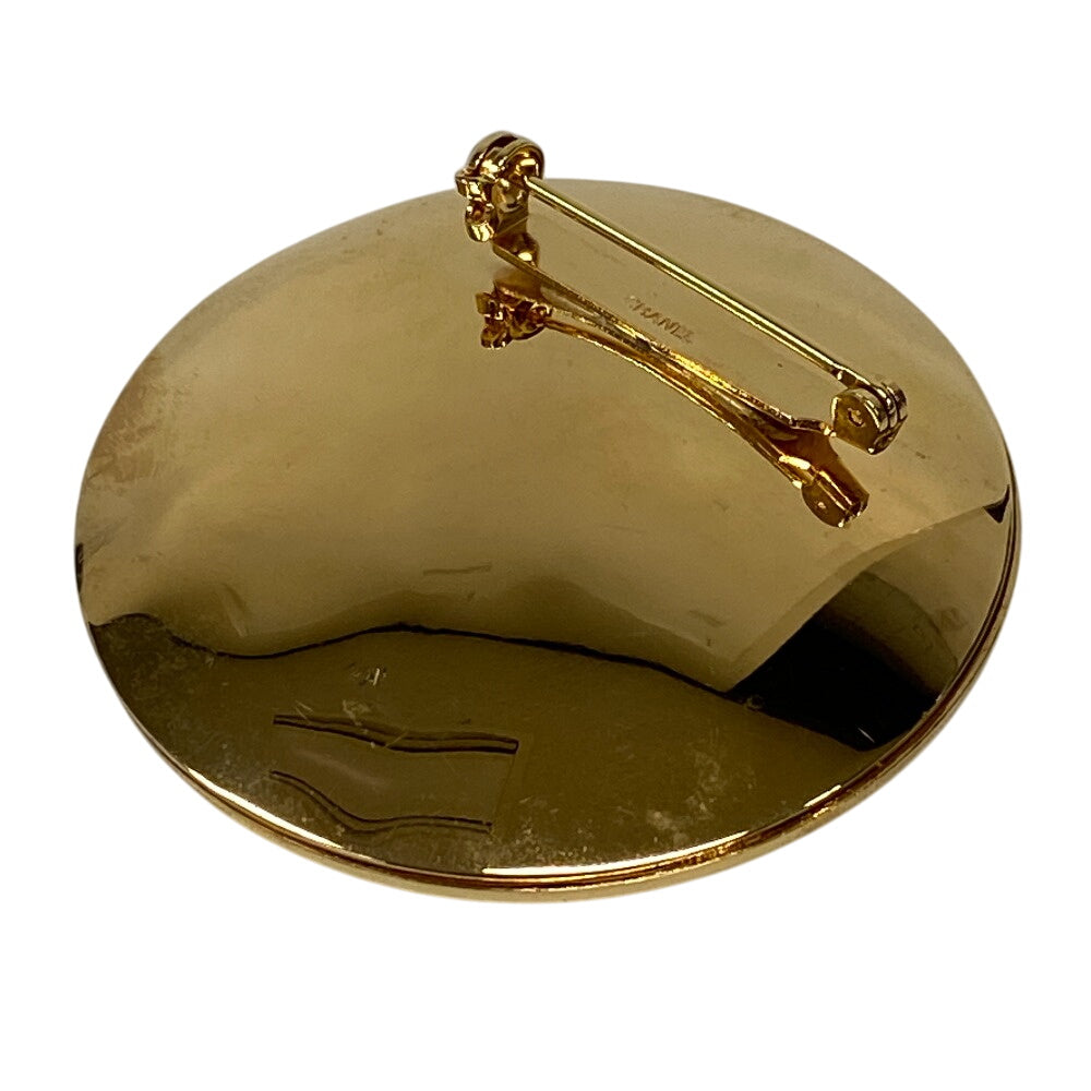 CHANEL Brooch Gold Plated, Faux Pearl gold Brooch Women Used Authentic