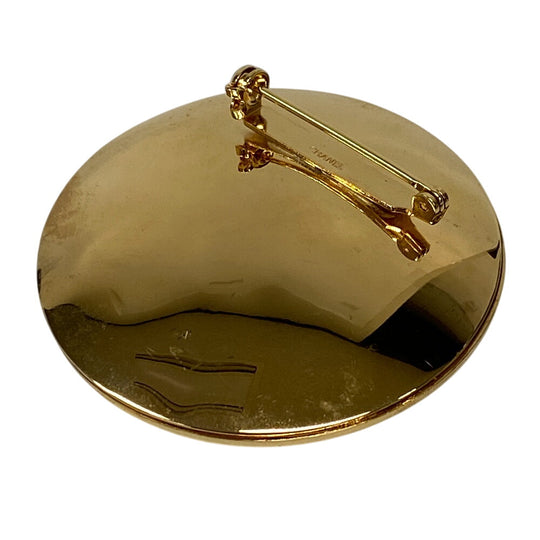 CHANEL Brooch Gold Plated, Faux Pearl gold Brooch Women Used Authentic
