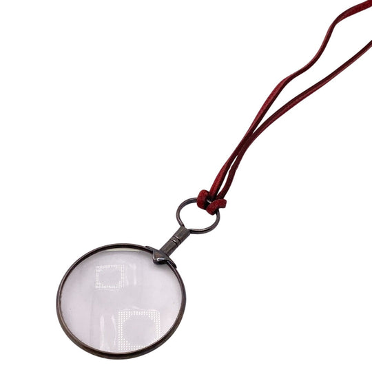 HERMES Necklace Silver925 , Leather Red Loupe Women Used Authentic
