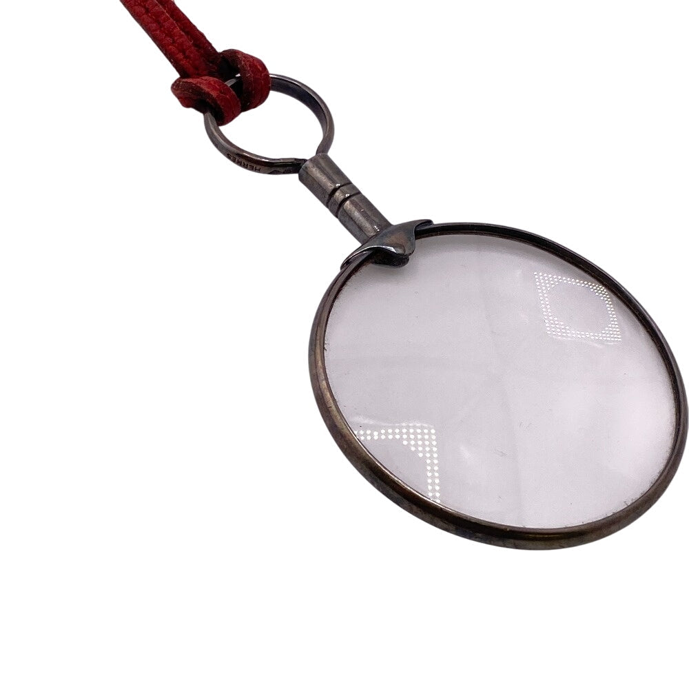 HERMES Necklace Silver925 , Leather Red Loupe Women Used Authentic