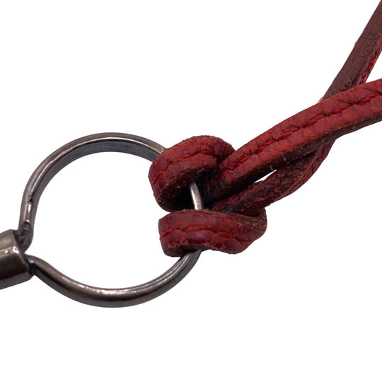 HERMES Necklace Silver925 , Leather Red Loupe Women Used Authentic