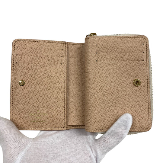 LOUIS VUITTON Bifold Wallet leather white Monogram Portefeuille Lou Women Used Authentic