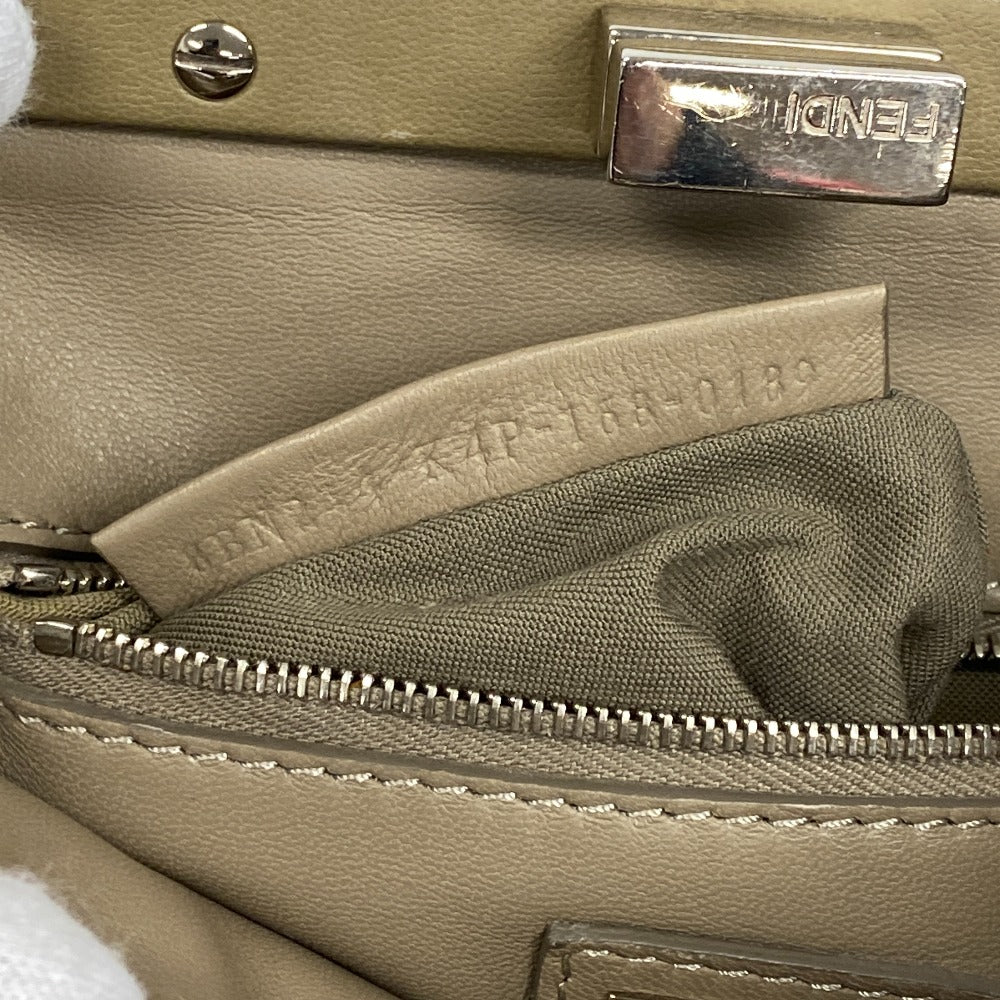 FENDI Shoulder Bag 8BN244 lambskin beige Mini Pea Kaboo Women Used Authentic