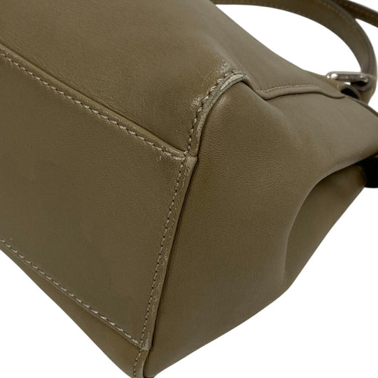 FENDI Shoulder Bag 8BN244 lambskin beige Mini Pea Kaboo Women Used Authentic