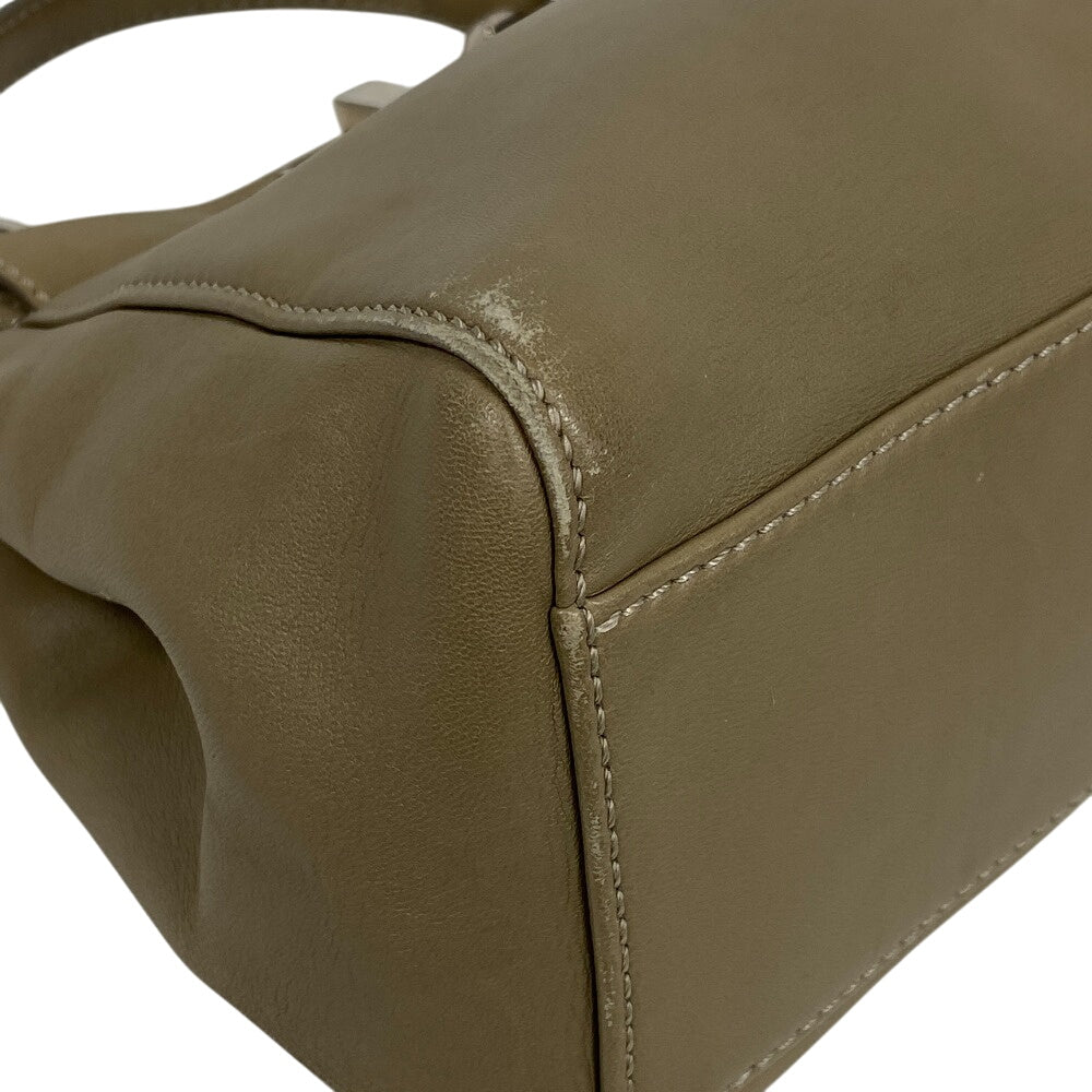 FENDI Shoulder Bag 8BN244 lambskin beige Mini Pea Kaboo Women Used Authentic