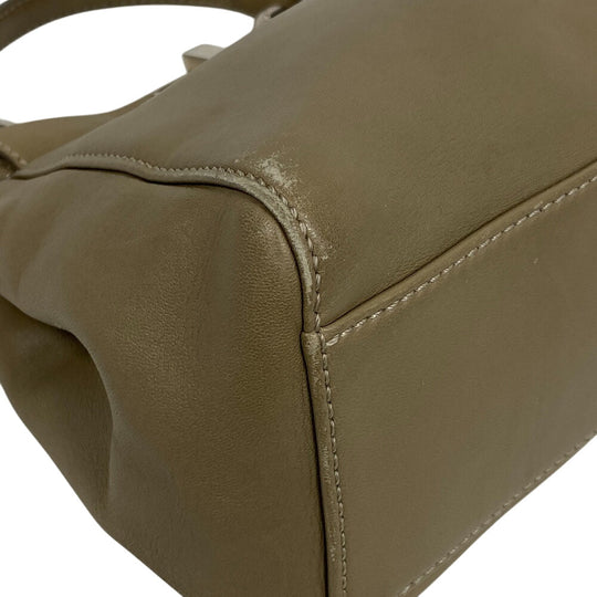 FENDI Shoulder Bag 8BN244 lambskin beige Mini Pea Kaboo Women Used Authentic