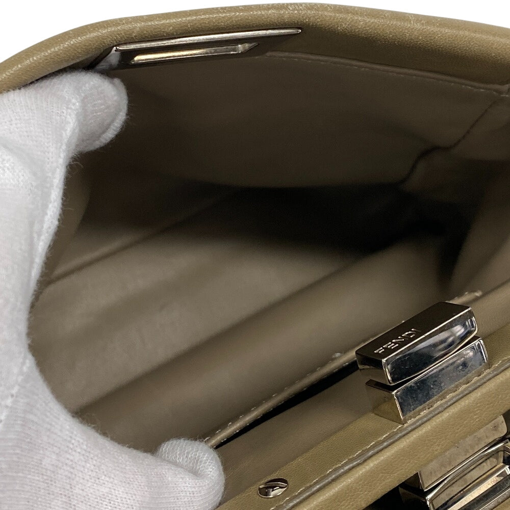 FENDI Shoulder Bag 8BN244 lambskin beige Mini Pea Kaboo Women Used Authentic