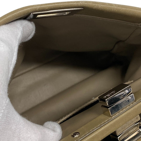 FENDI Shoulder Bag 8BN244 lambskin beige Mini Pea Kaboo Women Used Authentic