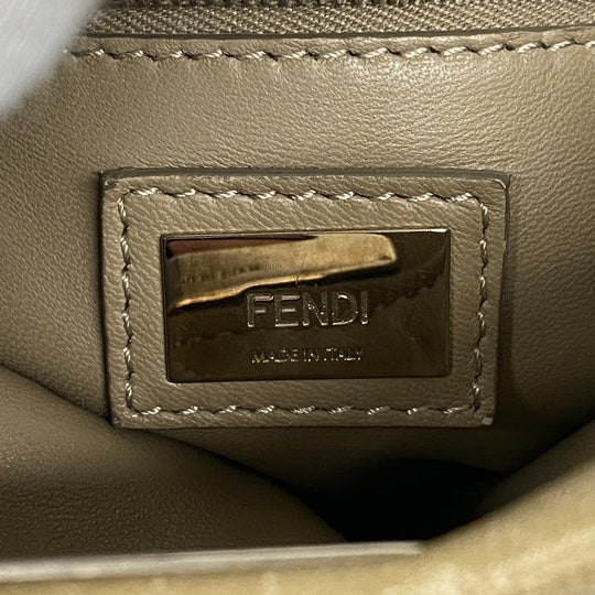 FENDI Shoulder Bag 8BN244 lambskin beige Mini Pea Kaboo Women Used Authentic