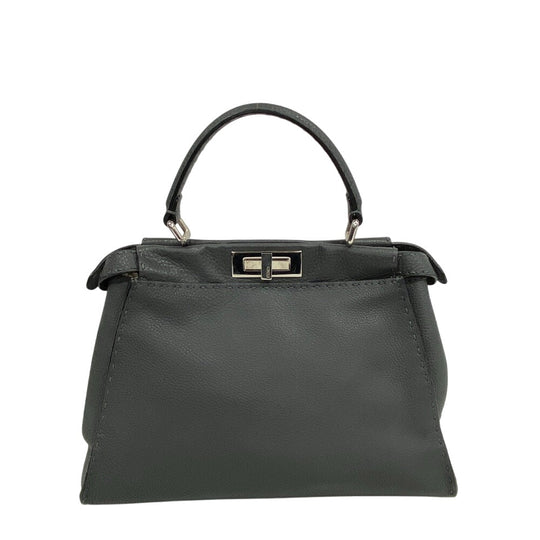 FENDI Handbag 8BN226 Calfskin gray Peekaboo Women Used Authentic