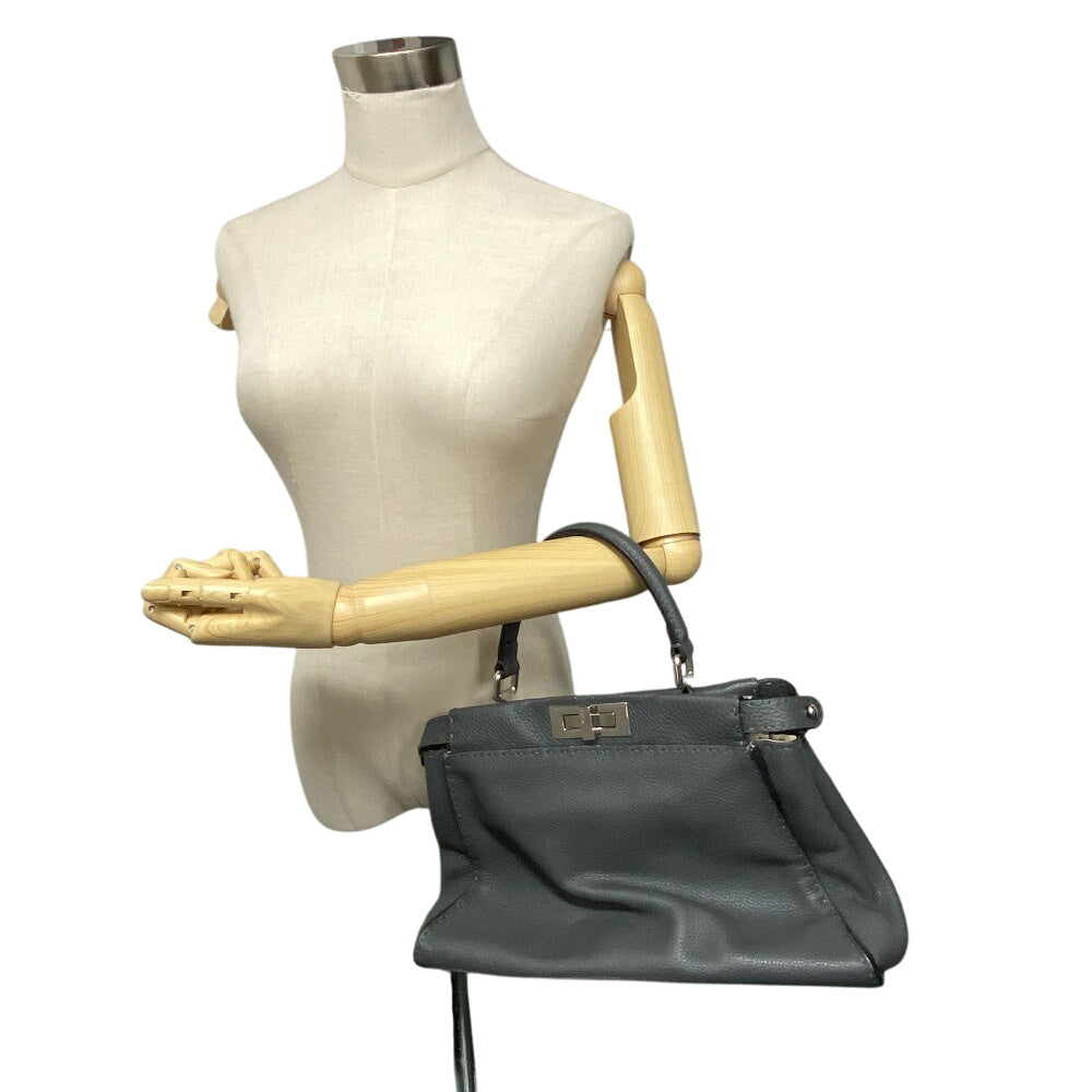 FENDI Handbag 8BN226 Calfskin gray Peekaboo Women Used Authentic