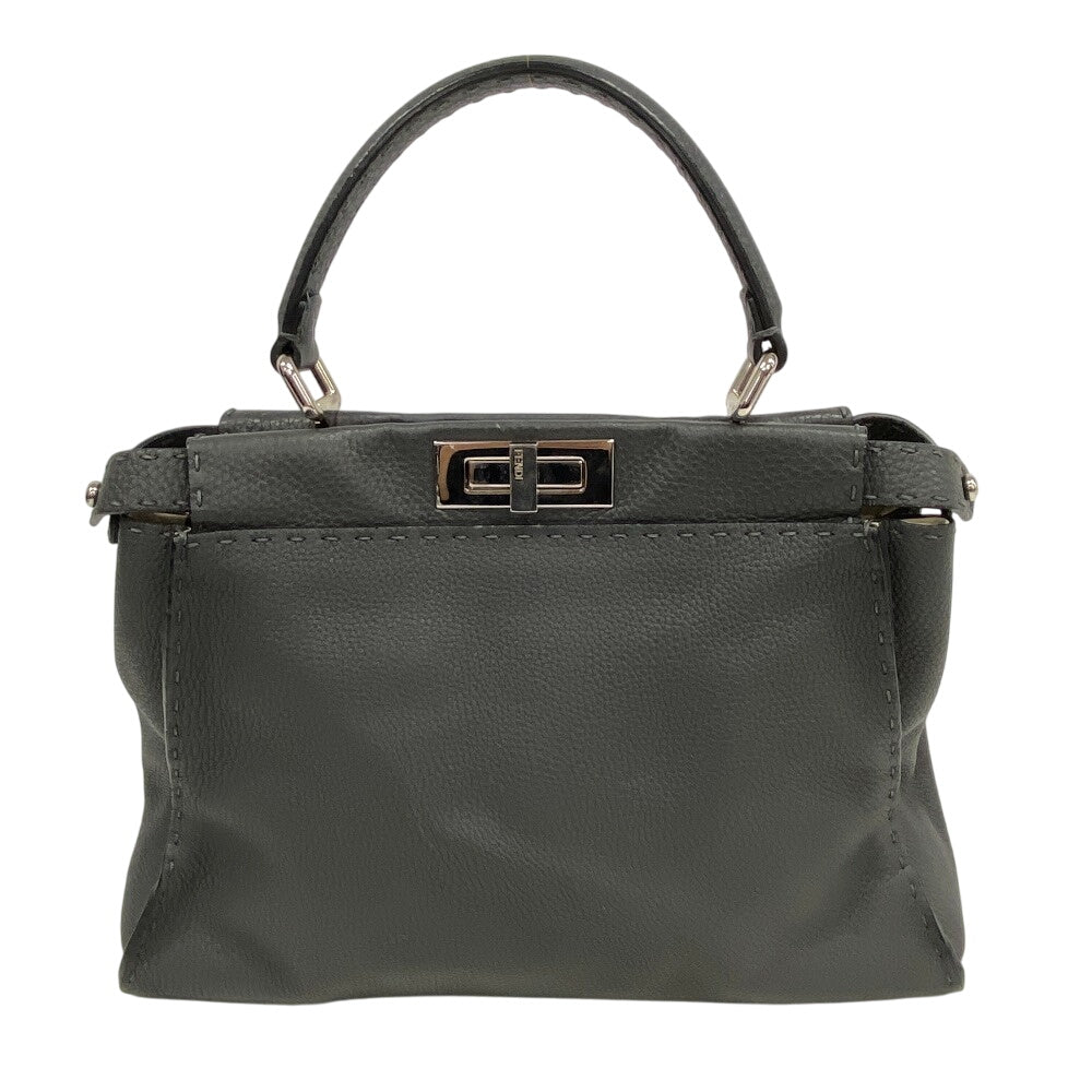 FENDI Handbag 8BN226 Calfskin gray Peekaboo Women Used Authentic