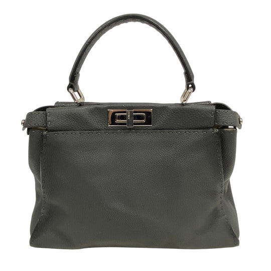 FENDI Handbag 8BN226 Calfskin gray Peekaboo Women Used Authentic
