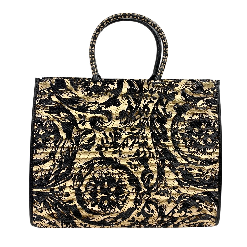 VERSACE Tote Bag Raffia, Leather black Barocco Athena