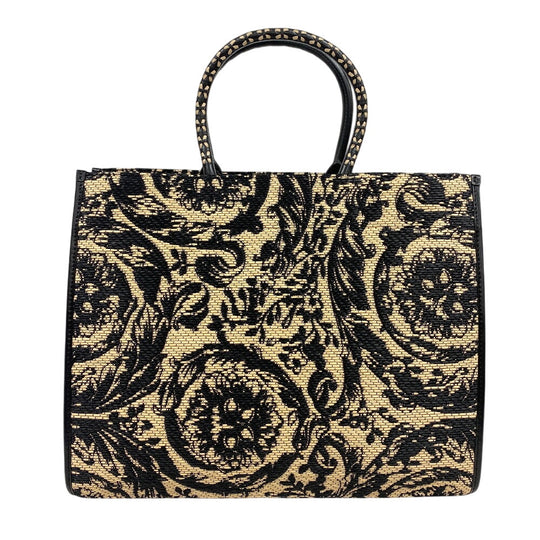 VERSACE Tote Bag Raffia, Leather black Barocco Athena