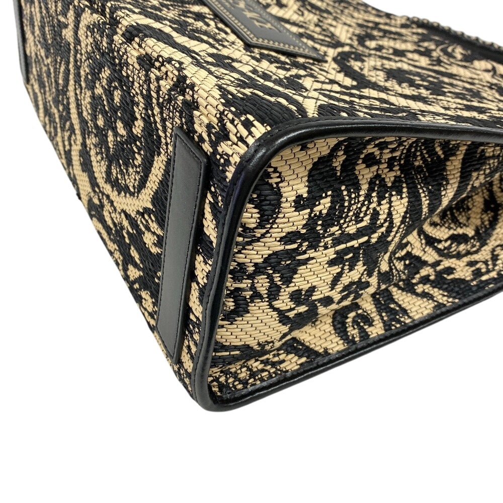 VERSACE Tote Bag Raffia, Leather black Barocco Athena