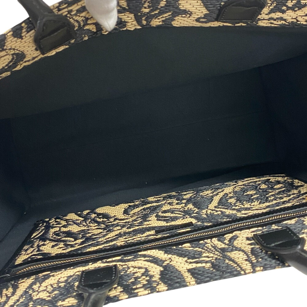 VERSACE Tote Bag Raffia, Leather black Barocco Athena