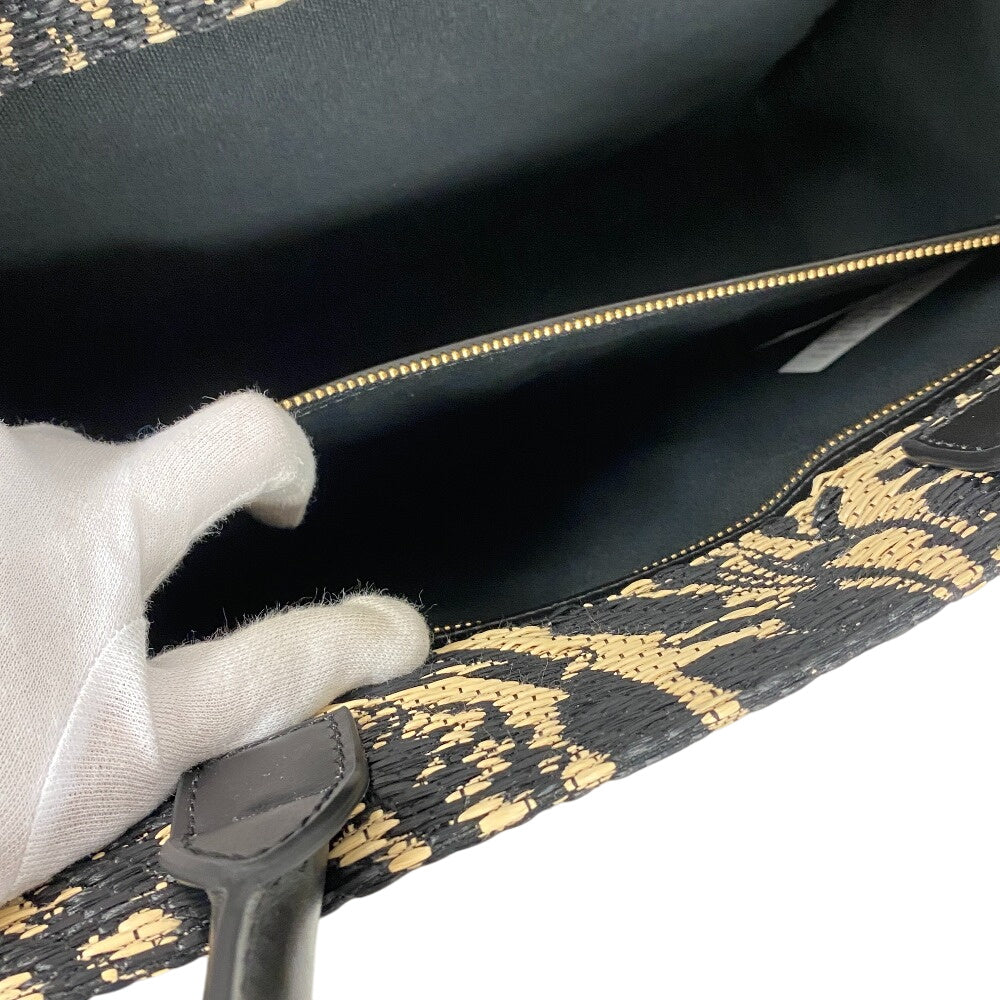 VERSACE Tote Bag Raffia, Leather black Barocco Athena
