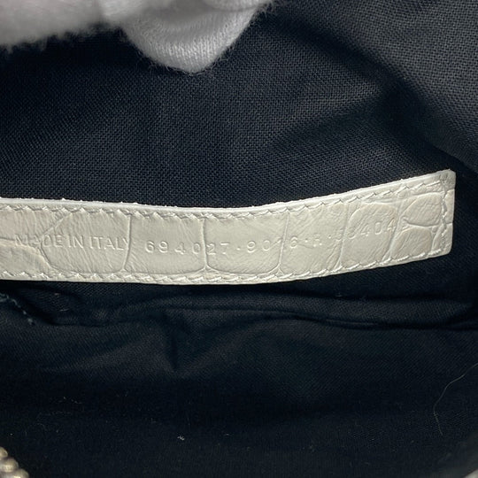 BALENCIAGA Clutch bag 694027 leather white Croco embossed luka goal Women Used Authentic