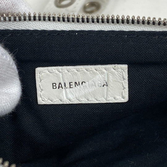 BALENCIAGA Clutch bag 694027 leather white Croco embossed luka goal Women Used Authentic