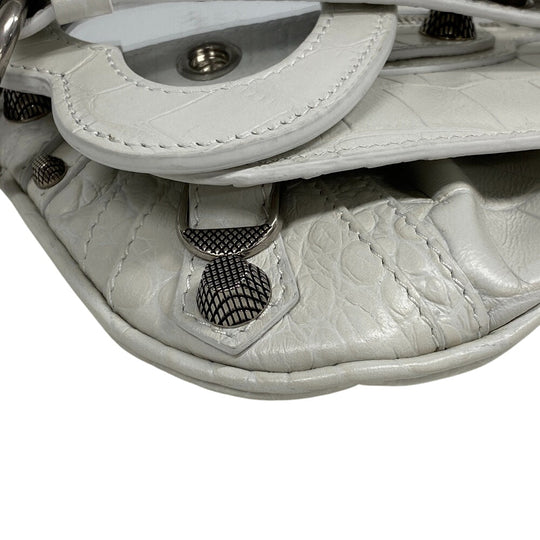BALENCIAGA Clutch bag 694027 leather white Croco embossed luka goal Women Used Authentic